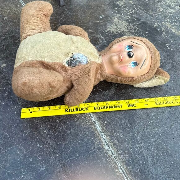 Vintage Rushton sad crying bear plastic face plush stuffed animal anthropomorphi - Picture 7 of 8